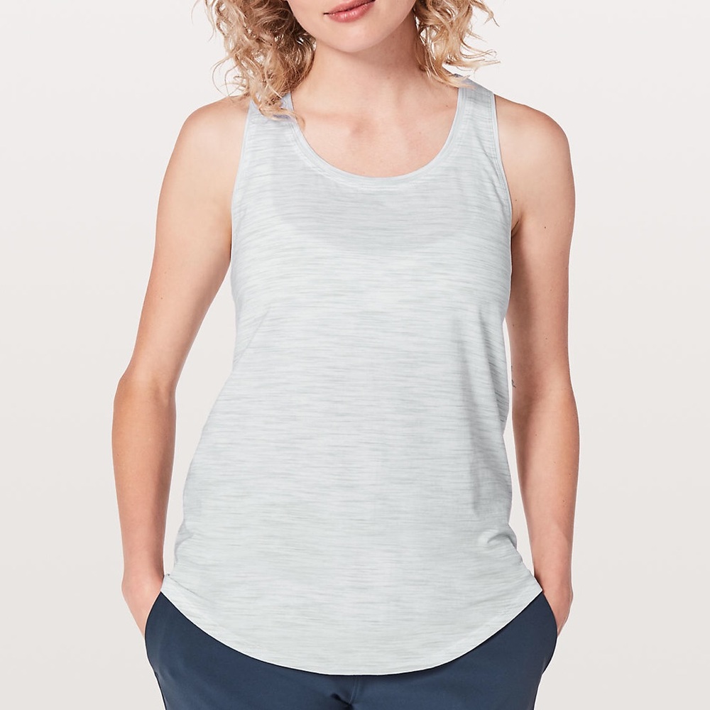 Lululemon pleated grey and white “love tank”